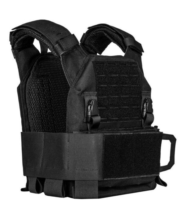 Black QRF Low Visibility Minimalist Plate Carrier with Armor Plates side view