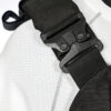 Black Real World Tactical Special Edition Shadow Plate Carrier shoulder strap close up view