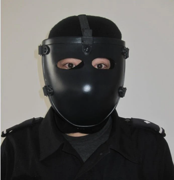 Woman wearing Black NIJ Level IIIA+ Half Face Bulletproof Mask for Helmets