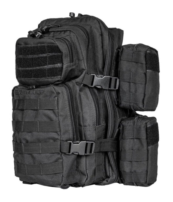 Black Armored Backpack Tactical Assault Bag + Level IIIA Armor Panel side view