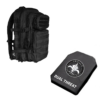 Black Armored Backpack Tactical Assault Bag + Level IIIA Armor Panel side view