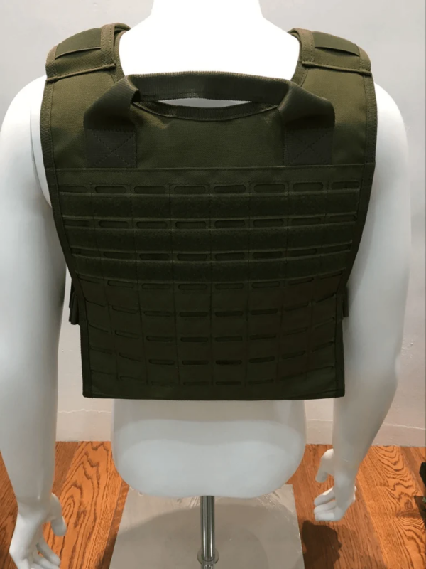 Green Light Weight Carrier Rig Speed Vest back view on a mannequin