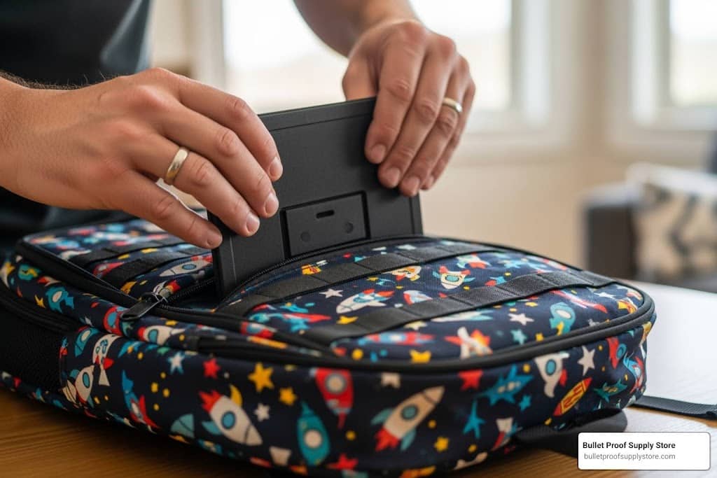 img - colorful backpack with bulletproof insert